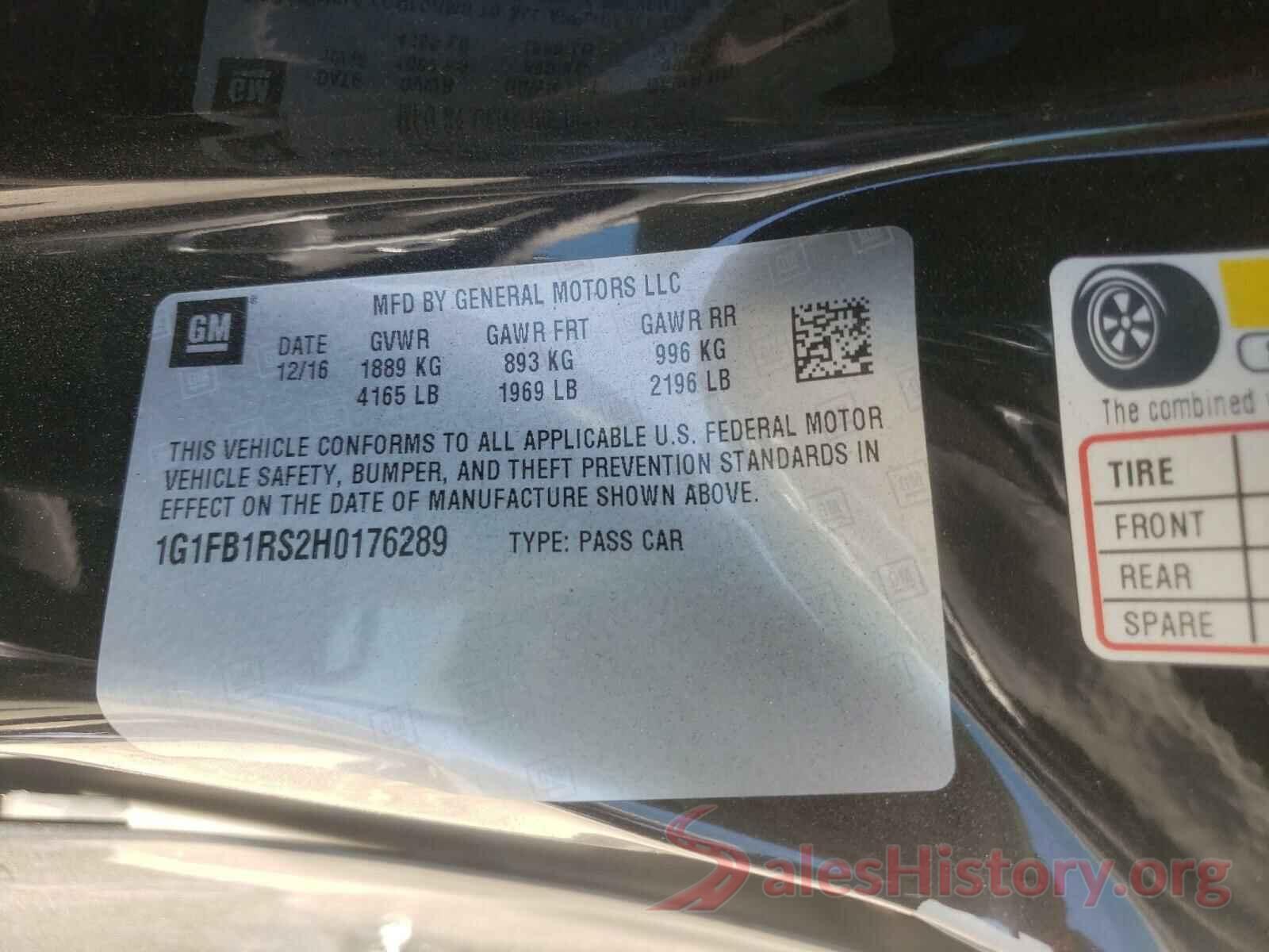 1G1FB1RS2H0176289 2017 CHEVROLET CAMARO