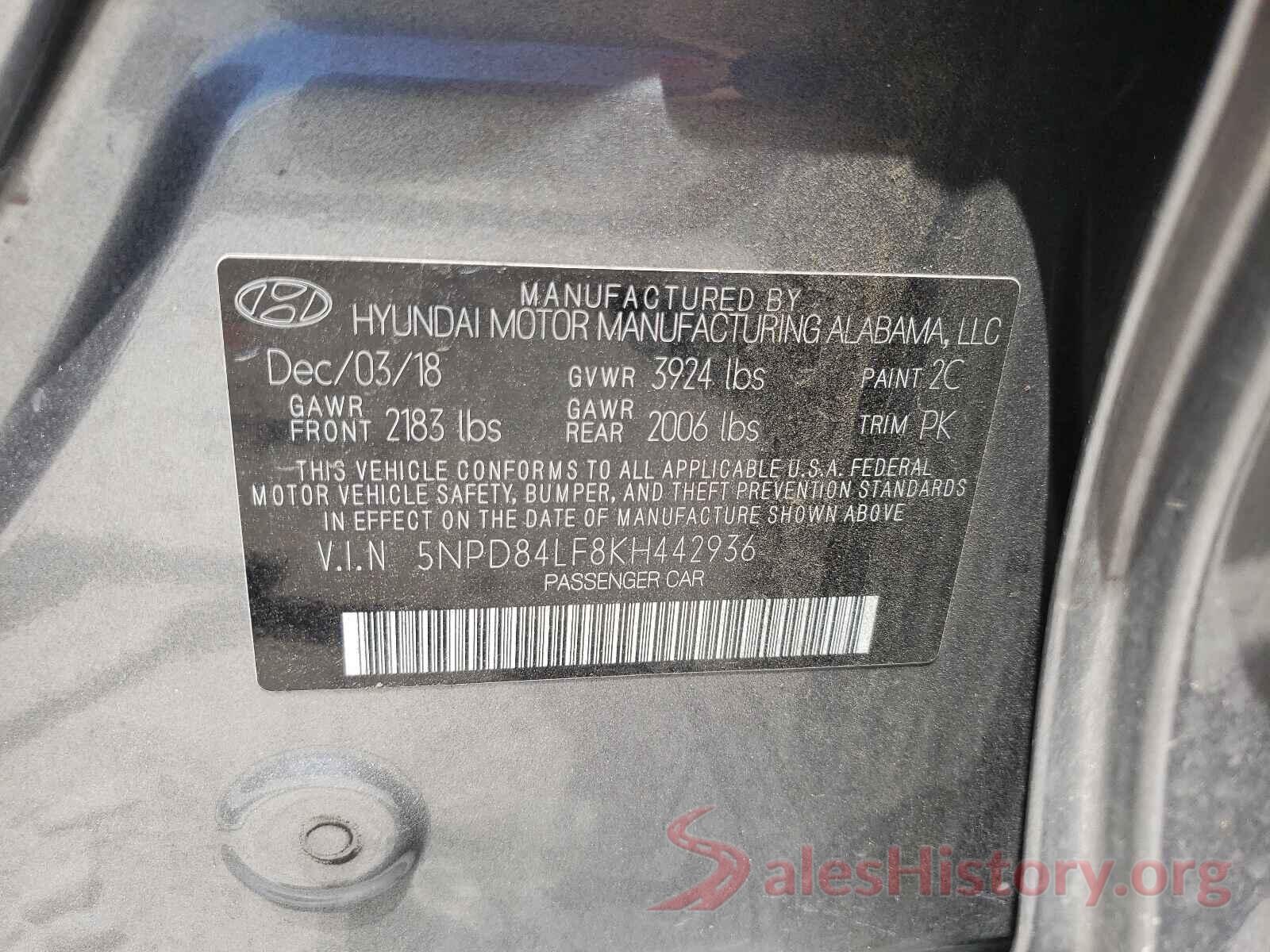 5NPD84LF8KH442936 2019 HYUNDAI ELANTRA