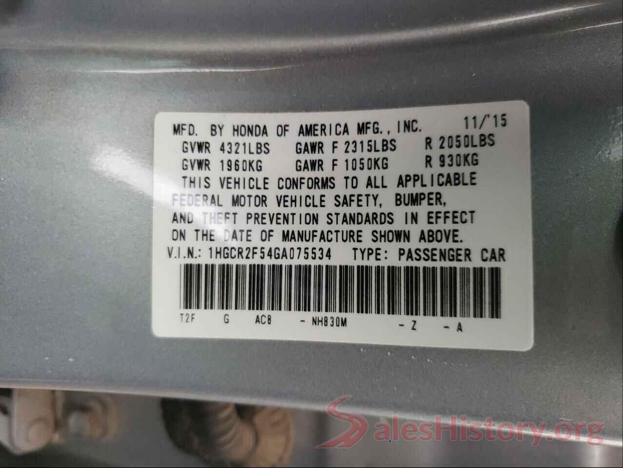 1HGCR2F54GA075534 2016 HONDA ACCORD