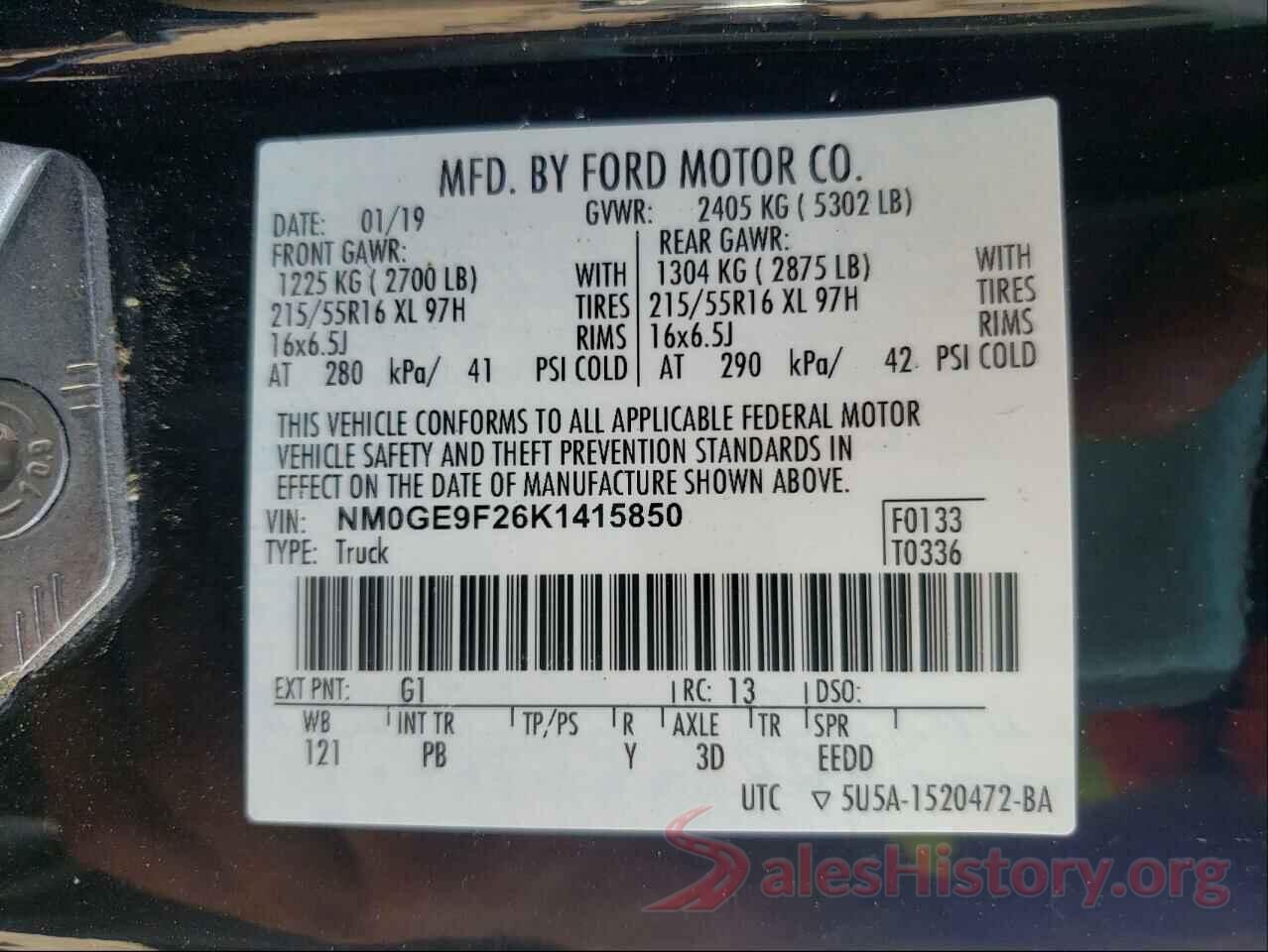 NM0GE9F26K1415850 2019 FORD TRANSIT CO