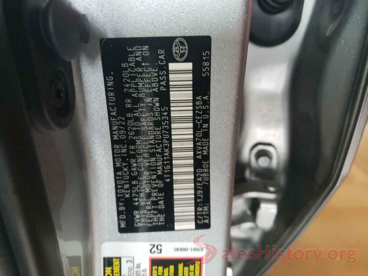 4T1G11AK3PU735345 2023 TOYOTA CAMRY