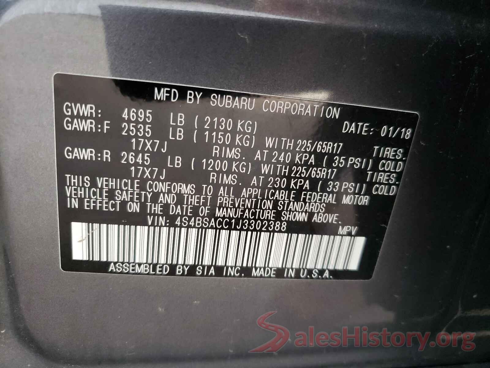 4S4BSACC1J3302388 2018 SUBARU LEGACY