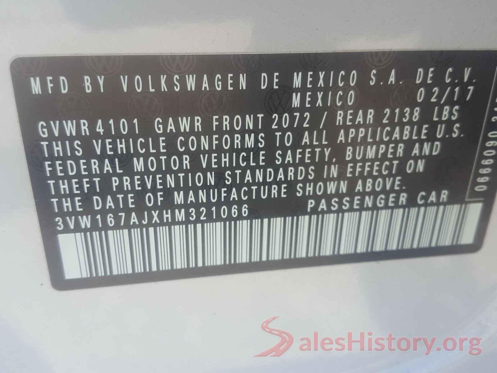 3VW167AJXHM321066 2017 VOLKSWAGEN JETTA