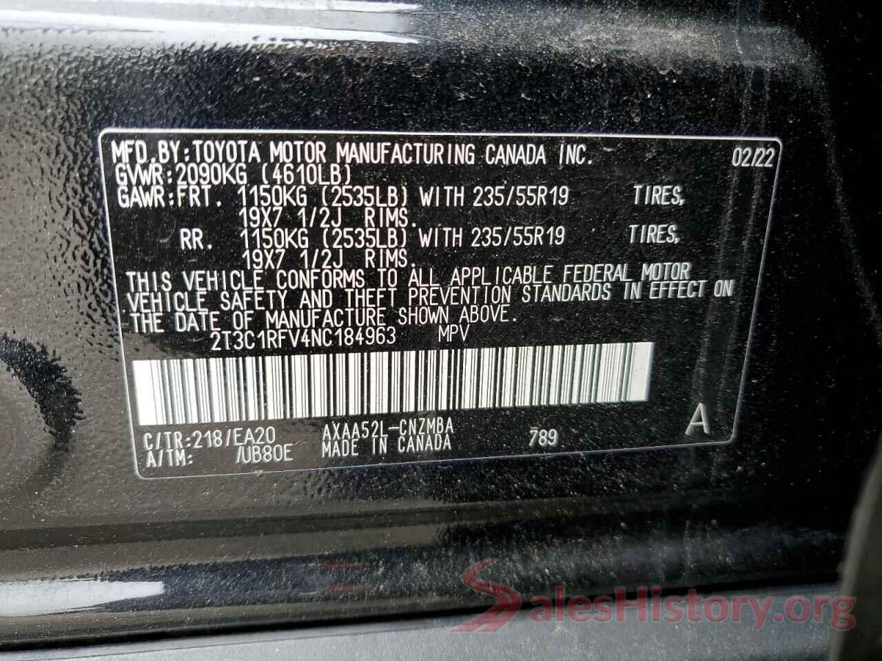 2T3C1RFV4NC184963 2022 TOYOTA RAV4