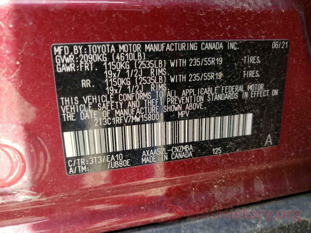 2T3C1RFV7MW158001 2021 TOYOTA RAV4