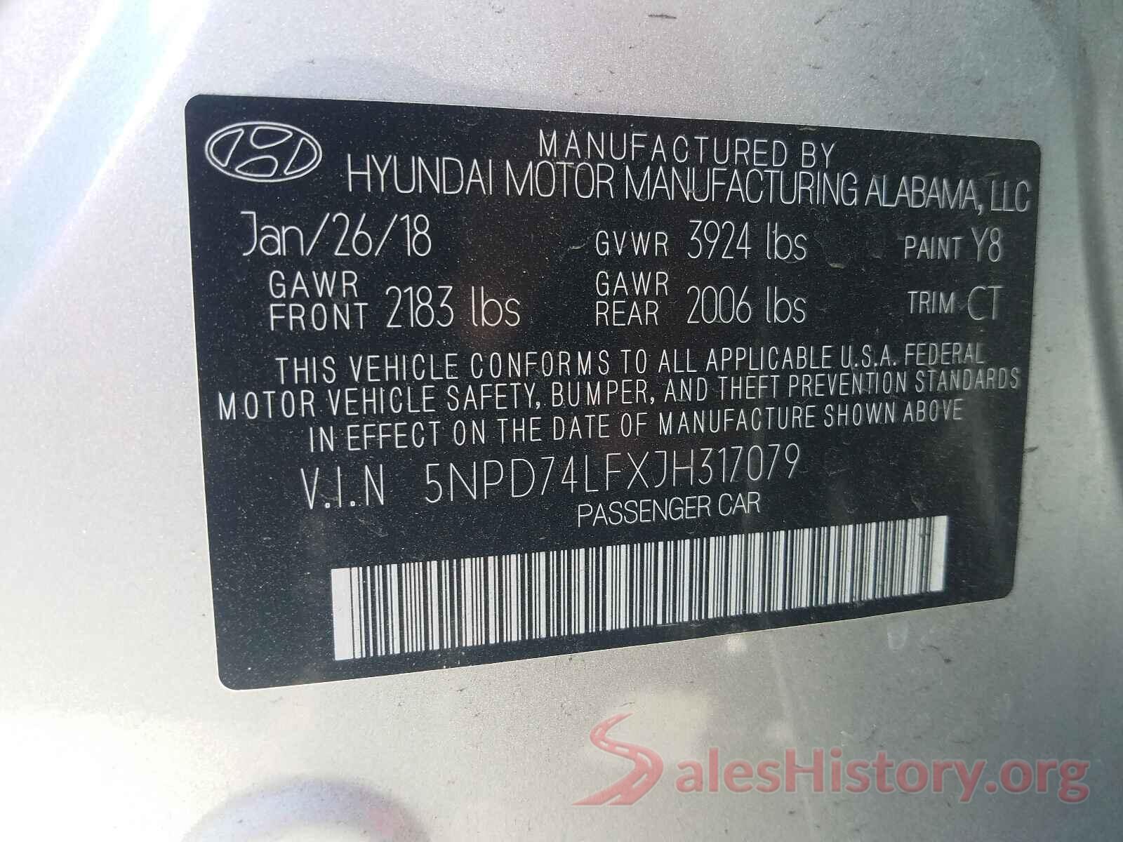 5NPD74LFXJH317079 2018 HYUNDAI ELANTRA