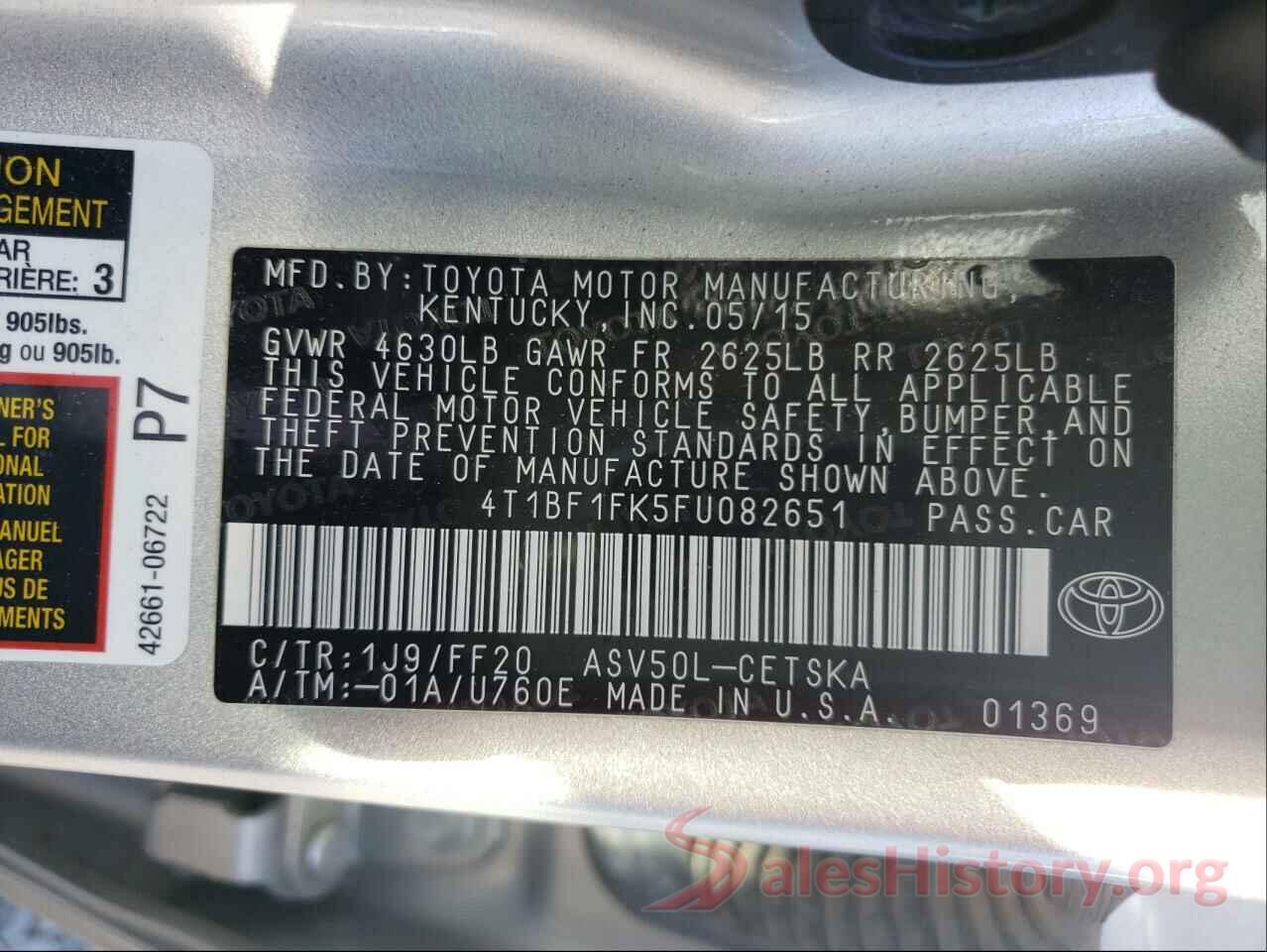 4T1BF1FK5FU082651 2015 TOYOTA CAMRY