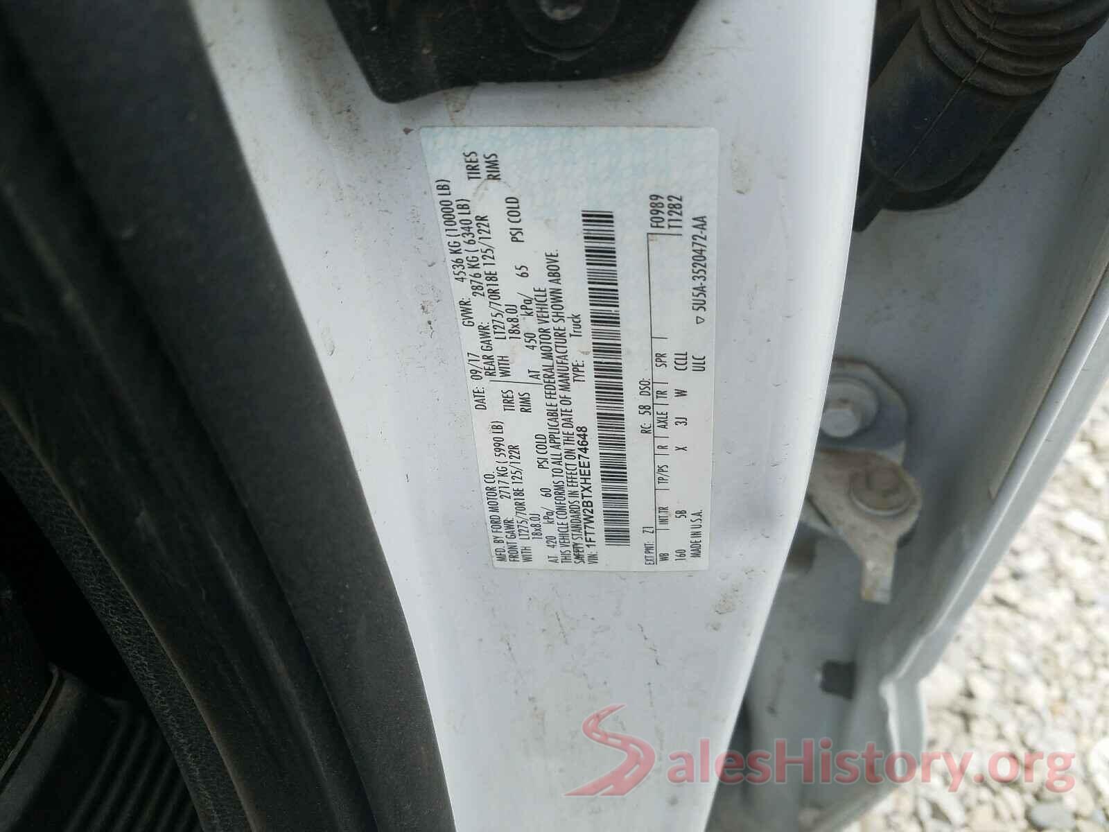 1FT7W2BTXHEE74648 2017 FORD F250