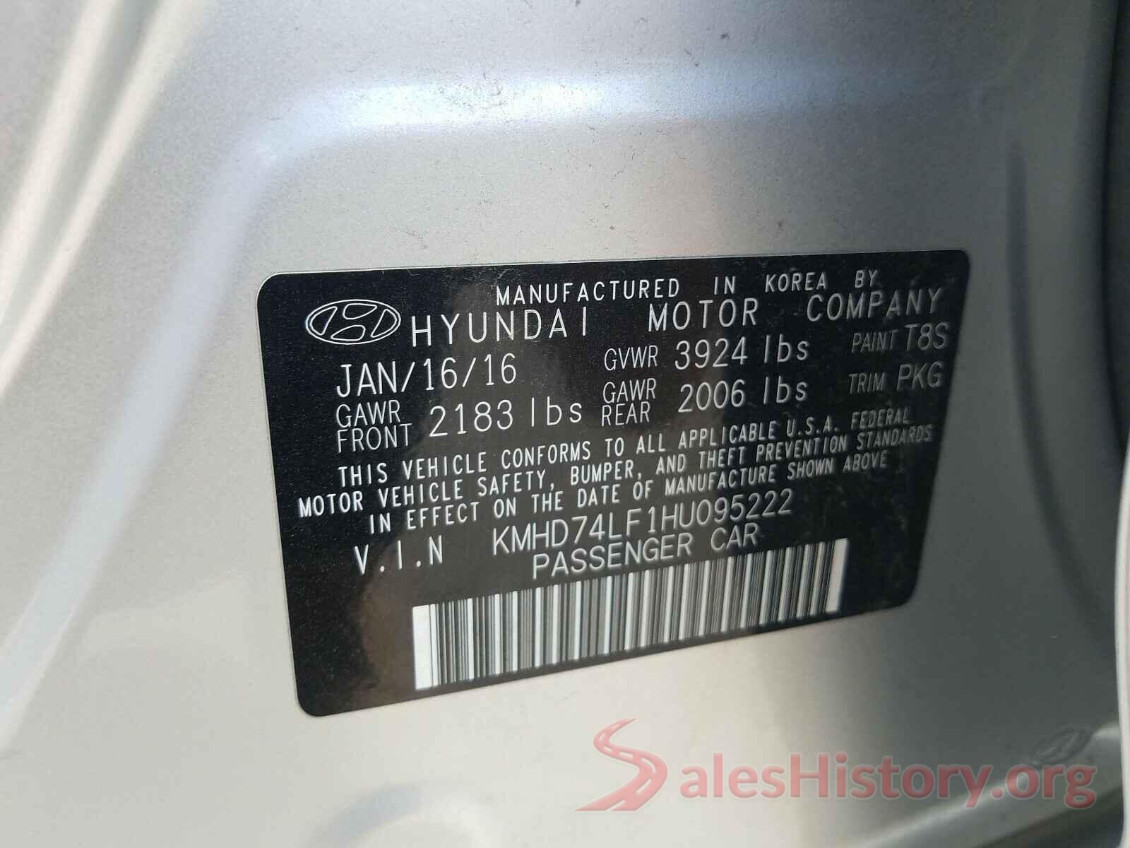 KMHD74LF1HU095222 2017 HYUNDAI ELANTRA