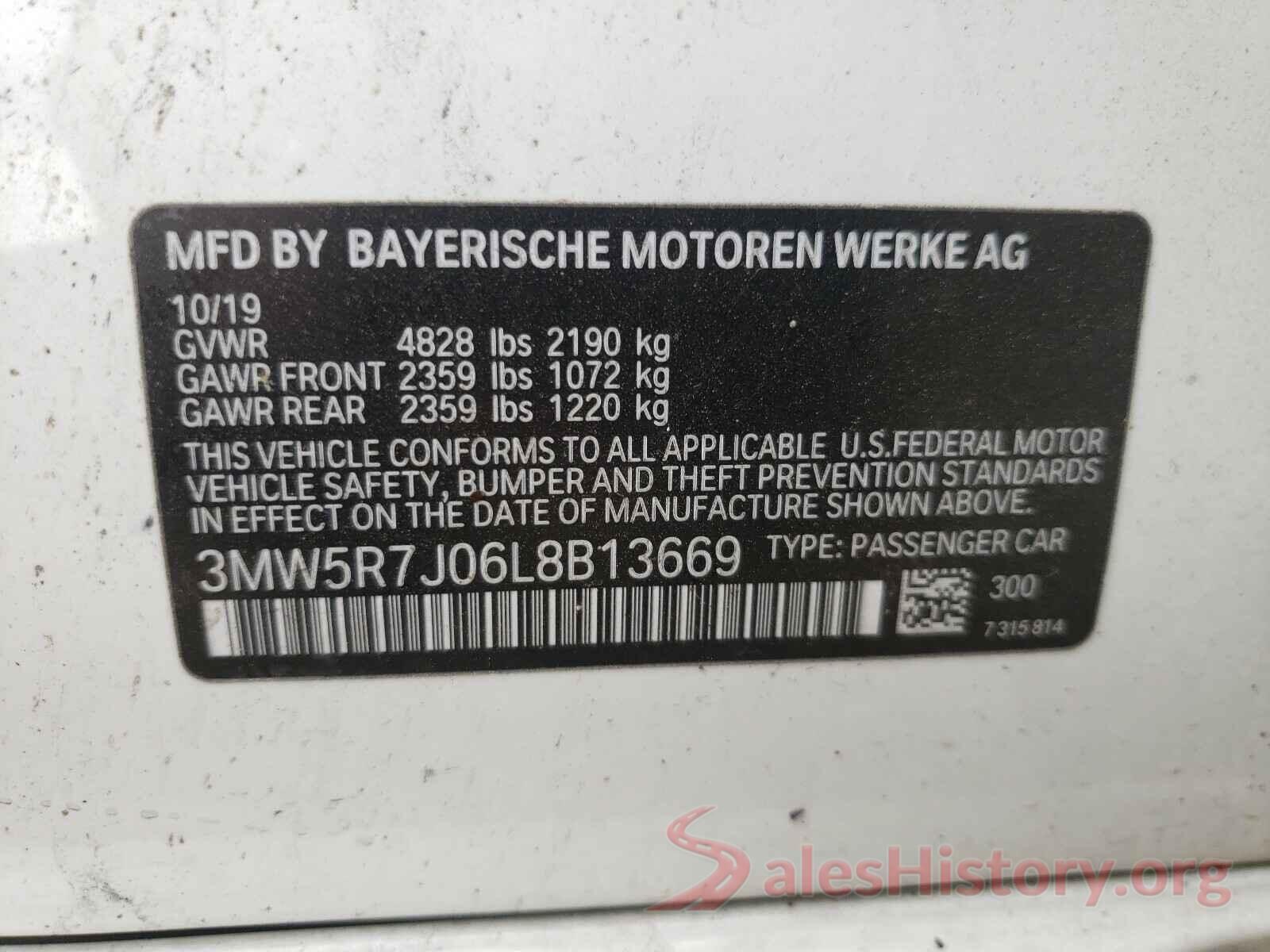 3MW5R7J06L8B13669 2020 BMW 3 SERIES