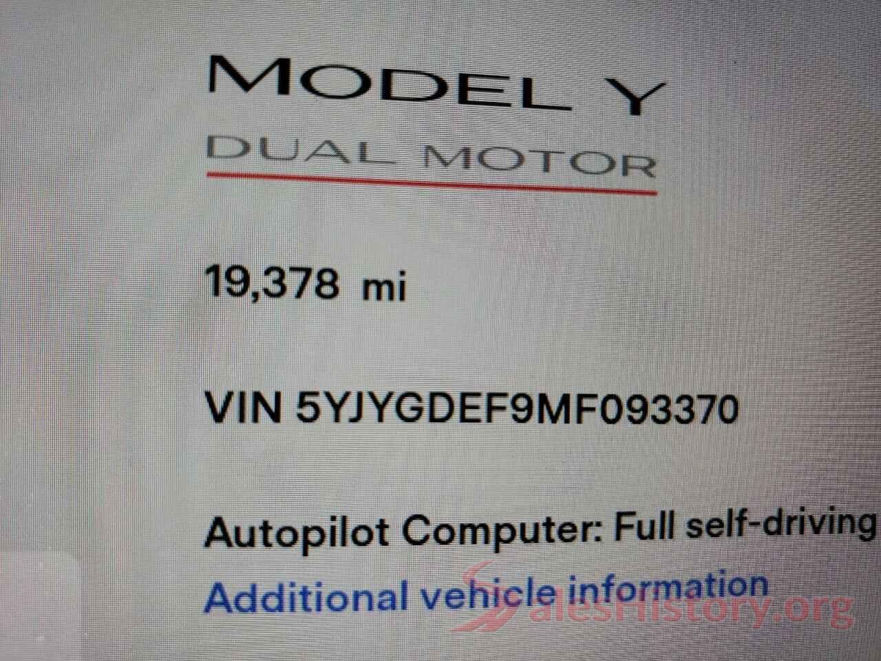 5YJYGDEF9MF093370 2021 TESLA MODEL Y