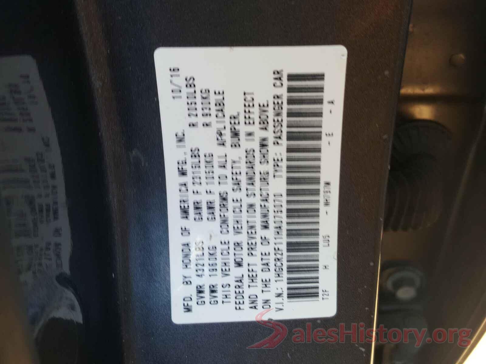 1HGCR2F11HA075070 2017 HONDA ACCORD