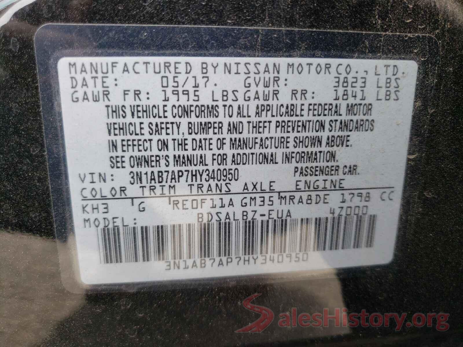 3N1AB7AP7HY340950 2017 NISSAN SENTRA