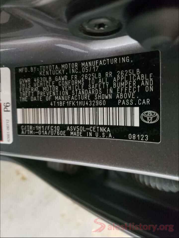 4T1BF1FK1HU432960 2017 TOYOTA CAMRY