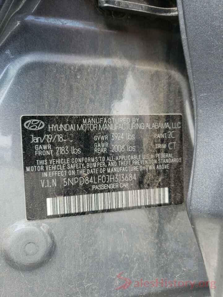 5NPD84LF0JH313684 2018 HYUNDAI ELANTRA