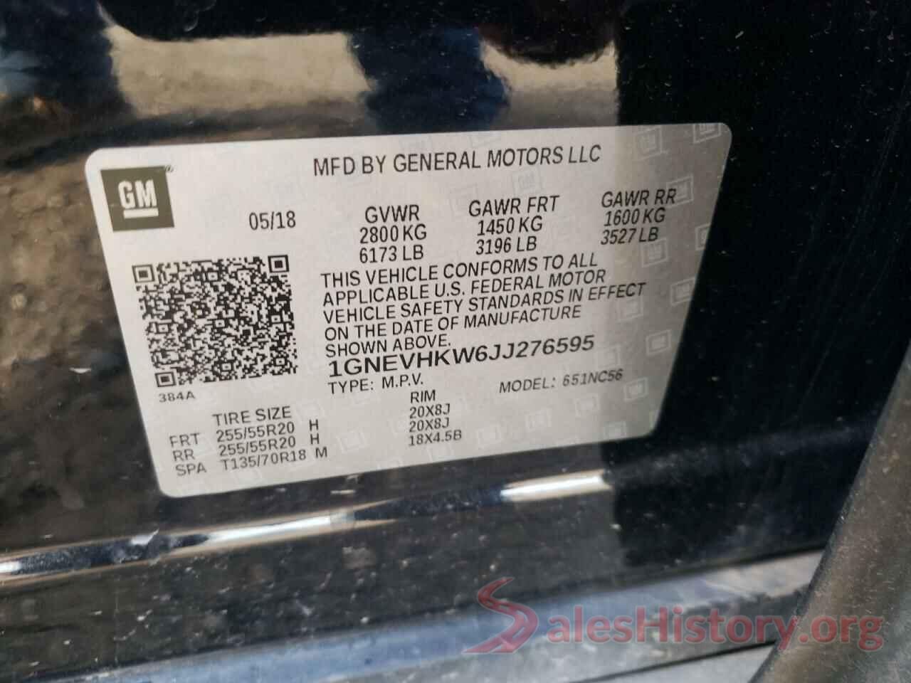 1GNEVHKW6JJ276595 2018 CHEVROLET TRAVERSE