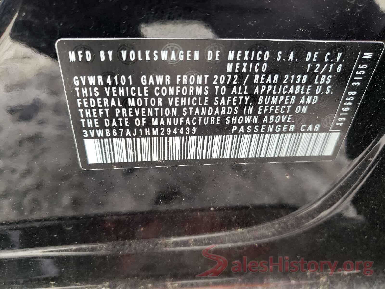 3VWB67AJ1HM294439 2017 VOLKSWAGEN JETTA