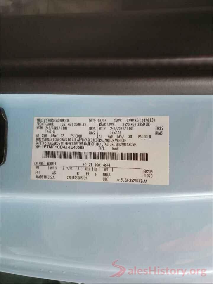 1FTMF1CB4JKE40568 2018 FORD F150