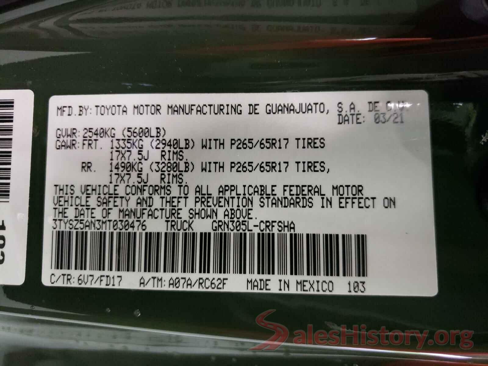 3TYSZ5AN3MT030476 2021 TOYOTA TACOMA