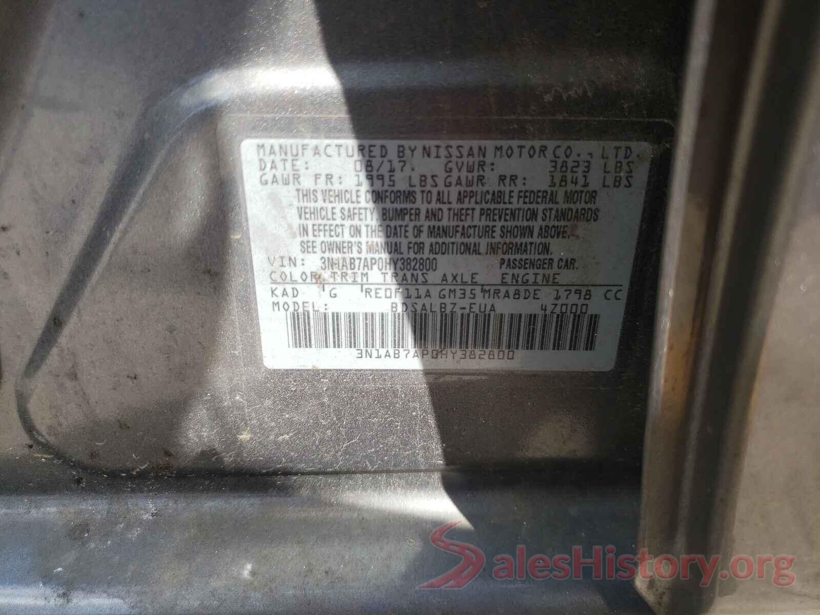 3N1AB7AP0HY382800 2017 NISSAN SENTRA