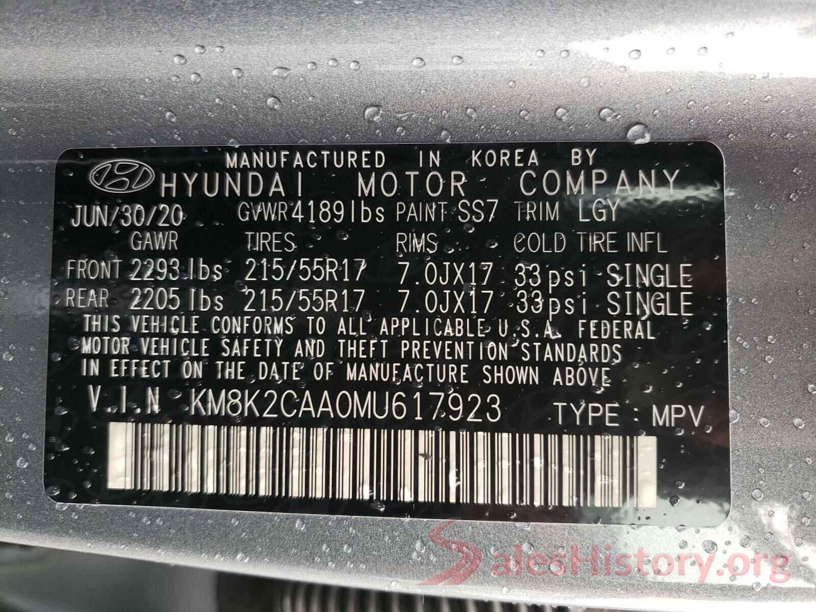 KM8K2CAA0MU617923 2021 HYUNDAI KONA