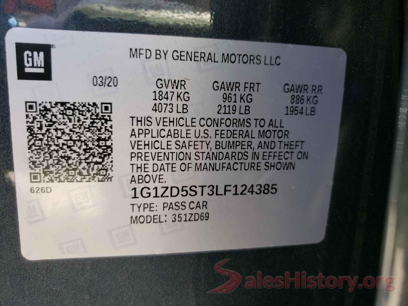 1G1ZD5ST3LF124385 2020 CHEVROLET MALIBU