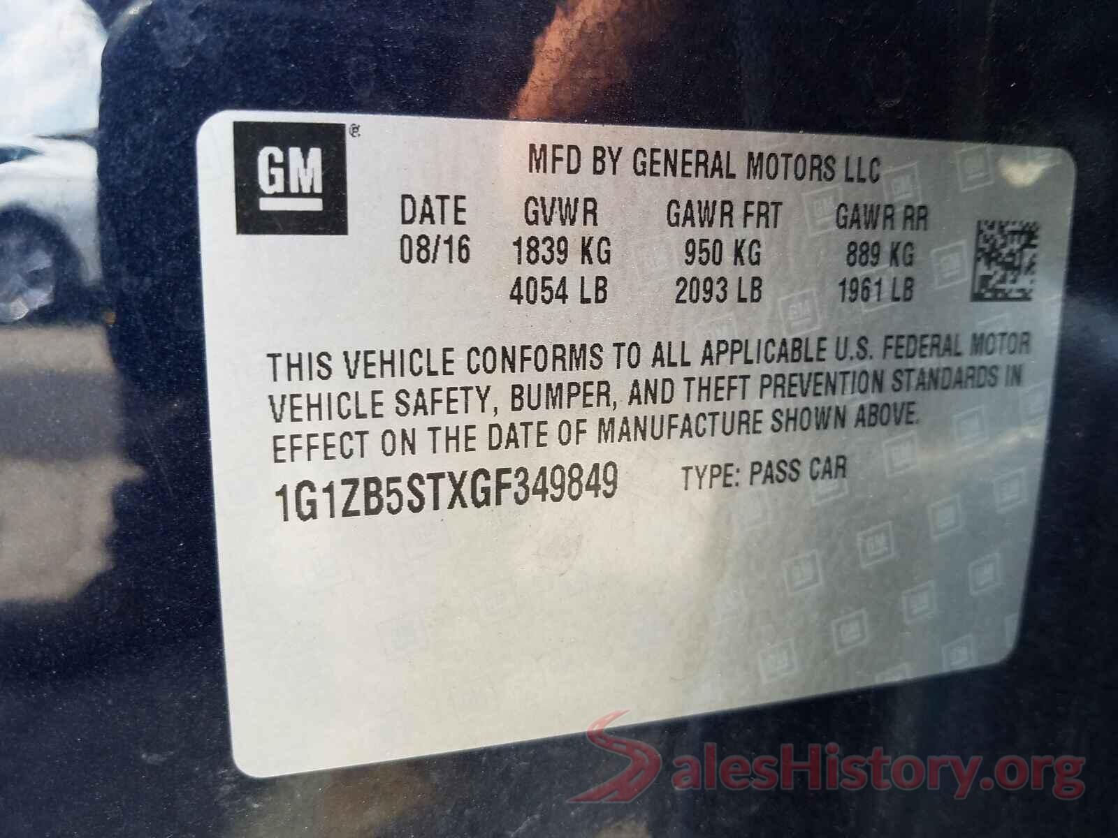 1G1ZB5STXGF349849 2016 CHEVROLET MALIBU