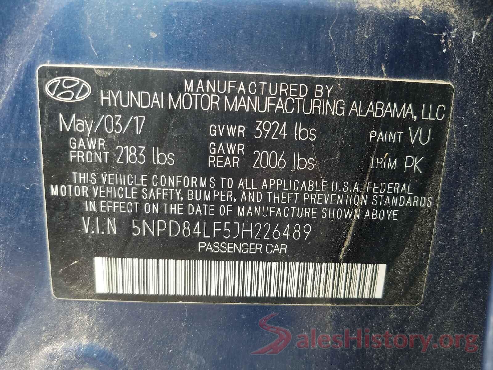 5NPD84LF5JH226489 2018 HYUNDAI ELANTRA