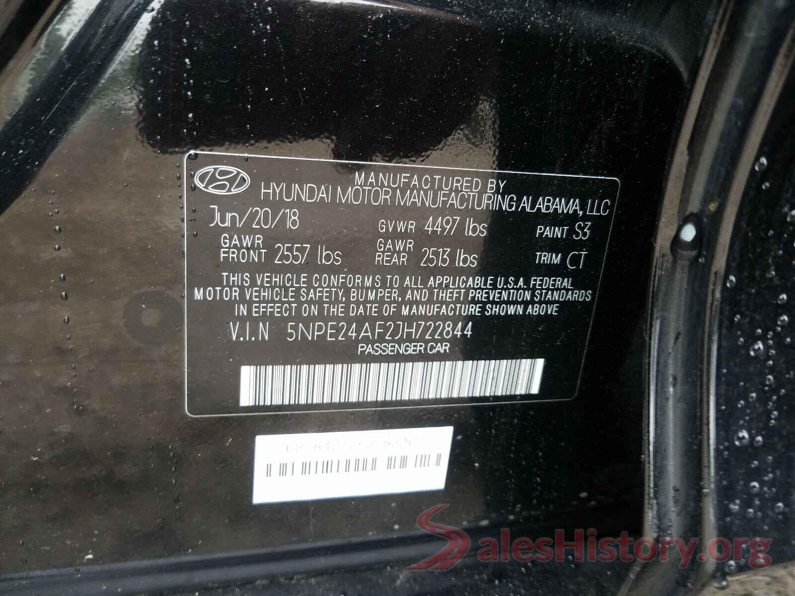 5NPE24AF2JH722844 2018 HYUNDAI SONATA