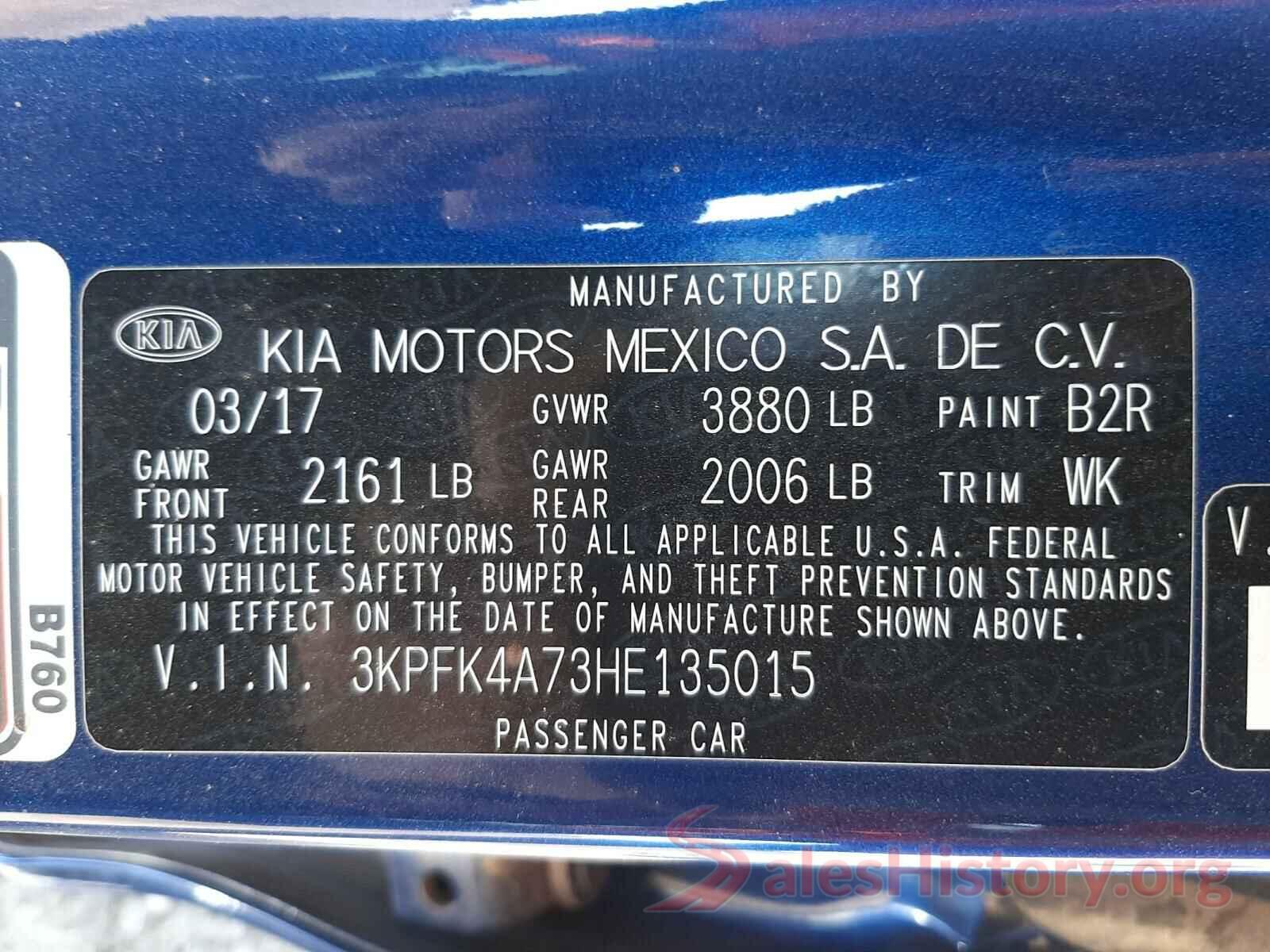 3KPFK4A73HE135015 2017 KIA FORTE