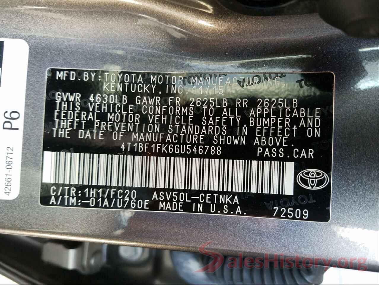 4T1BF1FK6GU546788 2016 TOYOTA CAMRY