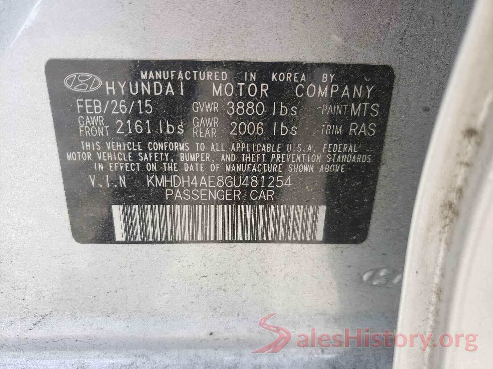 KMHDH4AE8GU481254 2016 HYUNDAI ELANTRA