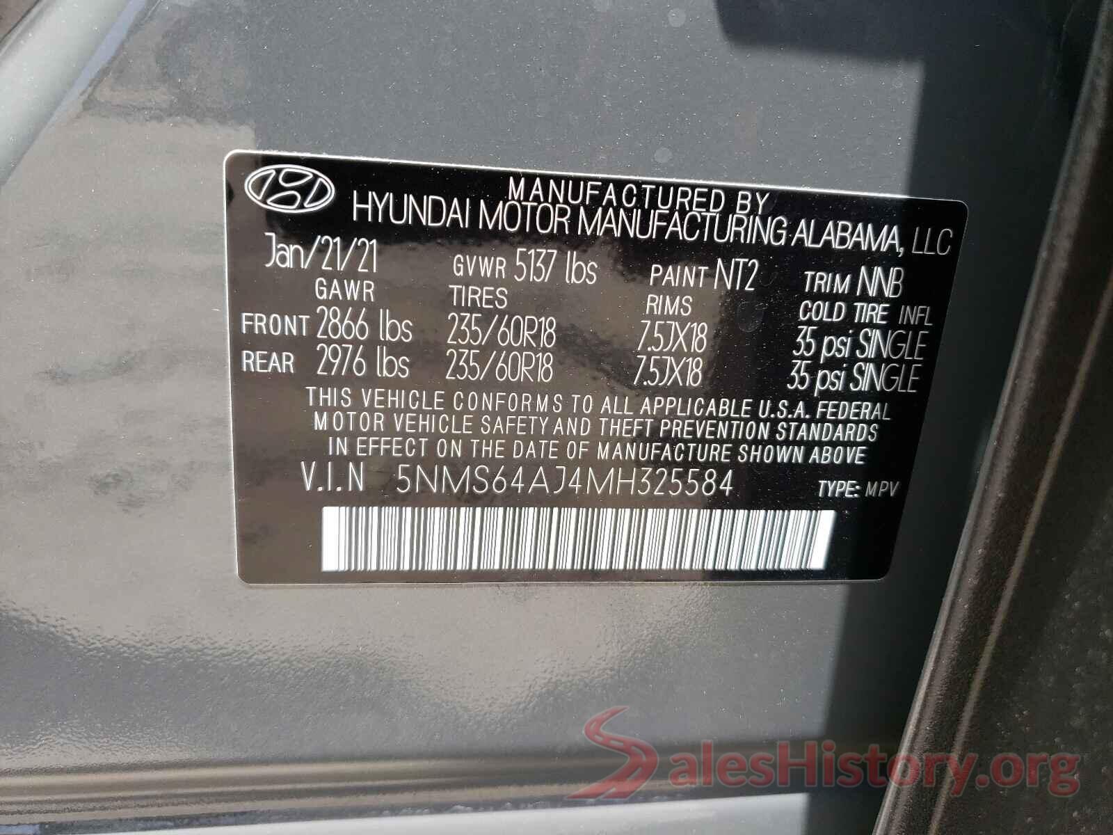 5NMS64AJ4MH325584 2021 HYUNDAI SANTA FE