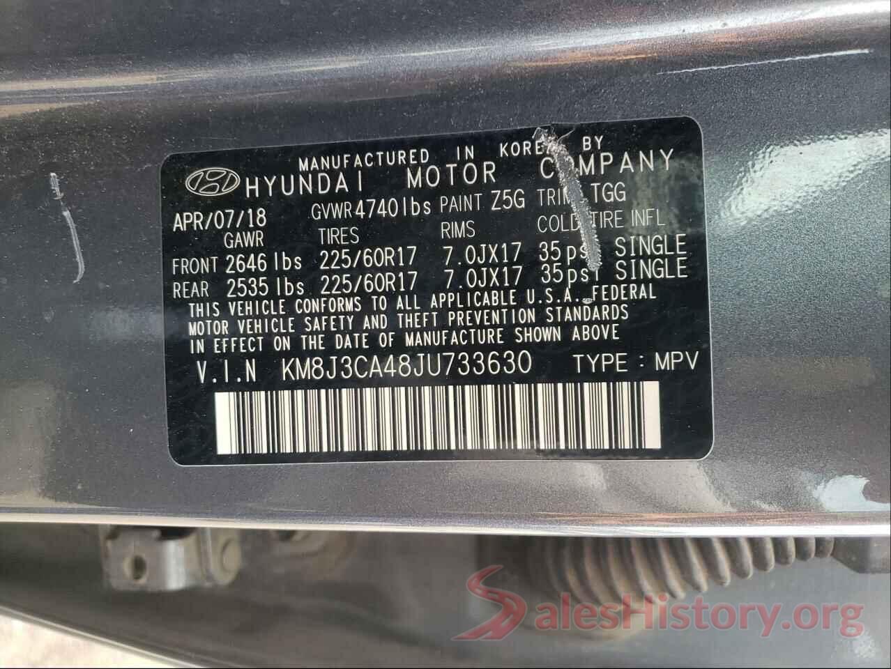 KM8J3CA48JU733630 2018 HYUNDAI TUCSON