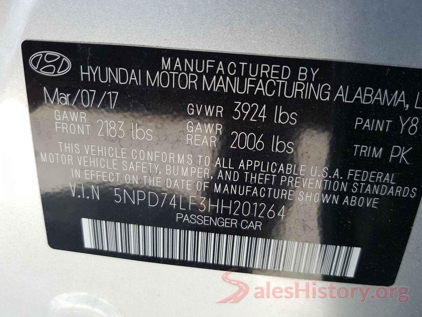 5NPD74LF3HH201264 2017 HYUNDAI ELANTRA