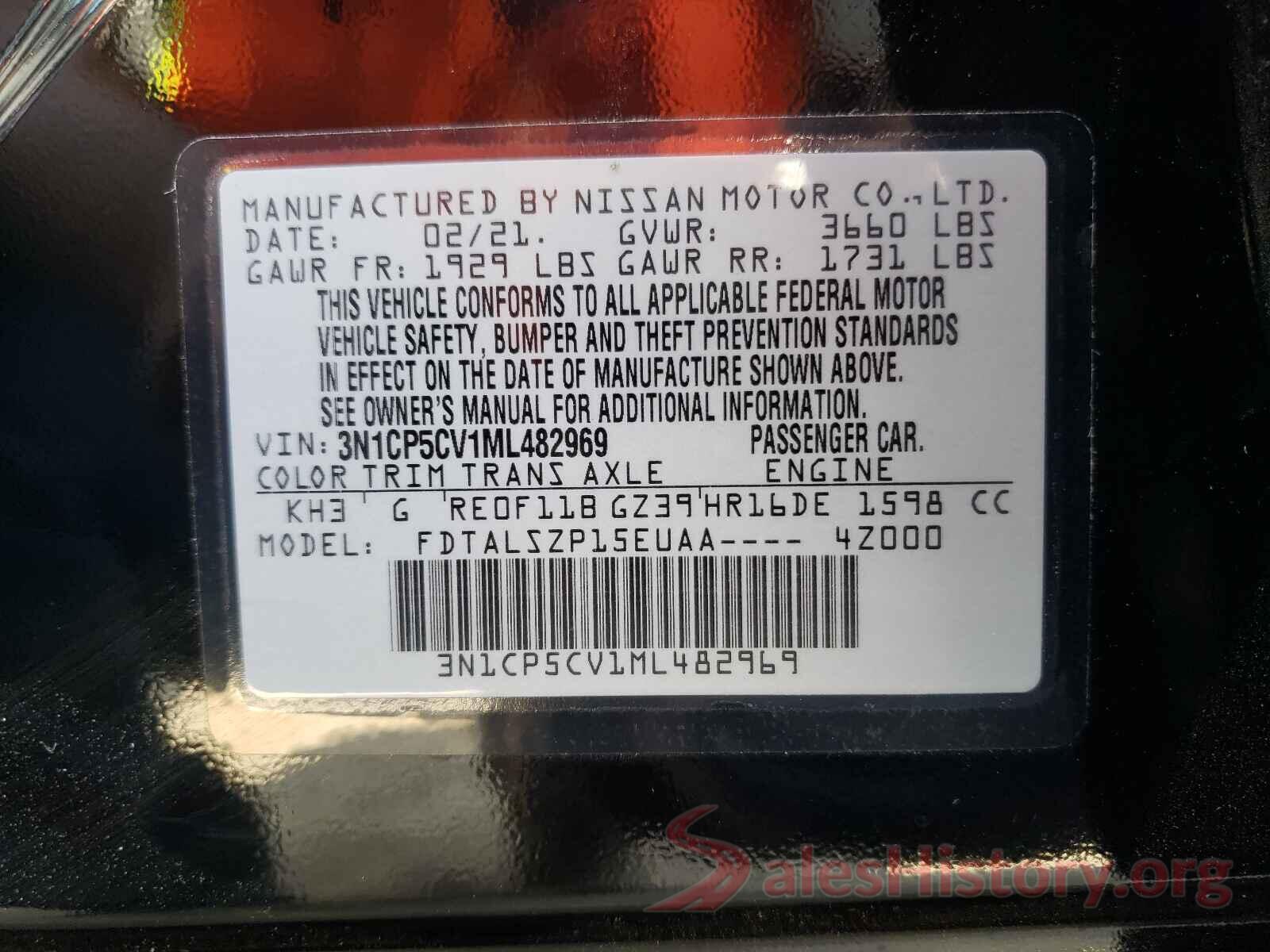 3N1CP5CV1ML482969 2021 NISSAN KICKS