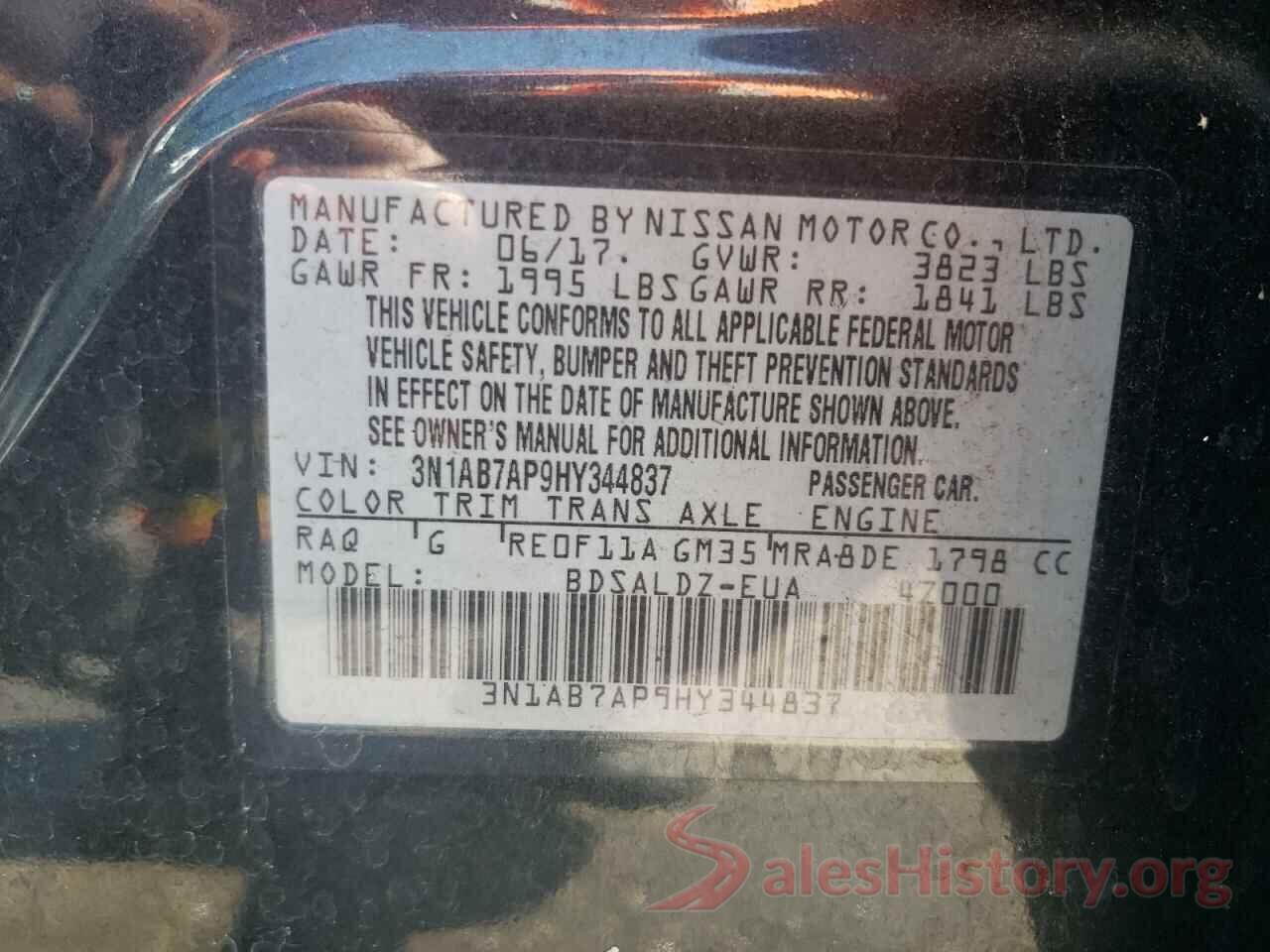 3N1AB7AP9HY344837 2017 NISSAN SENTRA