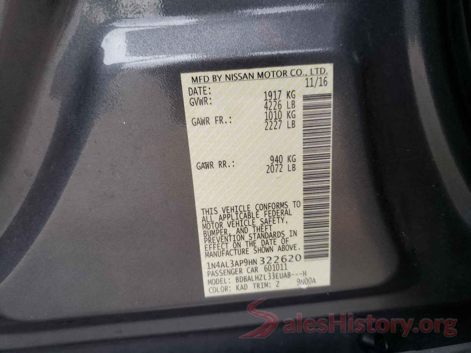 1N4AL3AP9HN322620 2017 NISSAN ALTIMA