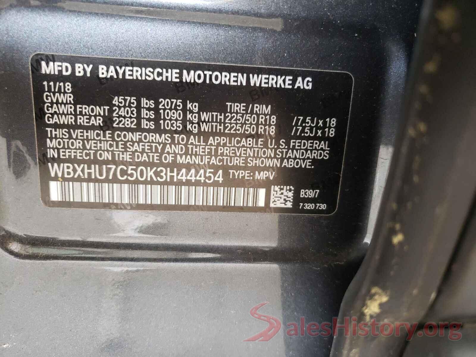 WBXHU7C50K3H44454 2019 BMW X1