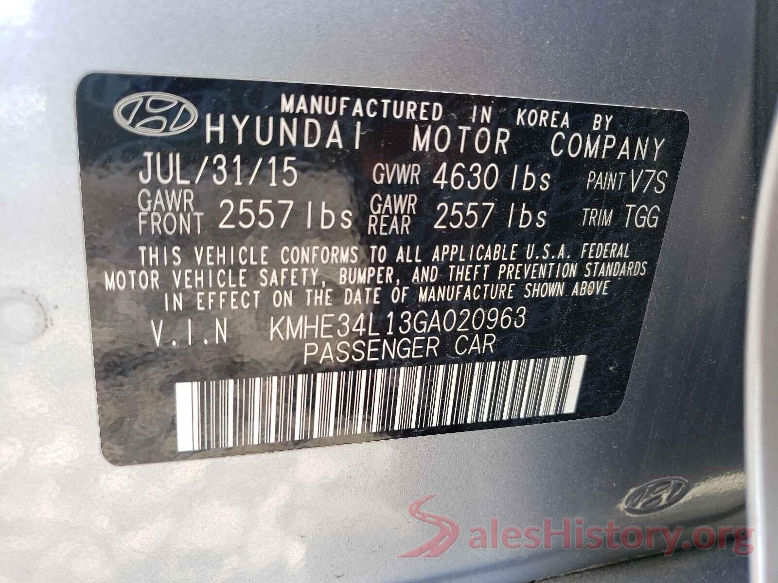 KMHE34L13GA020963 2016 HYUNDAI SONATA