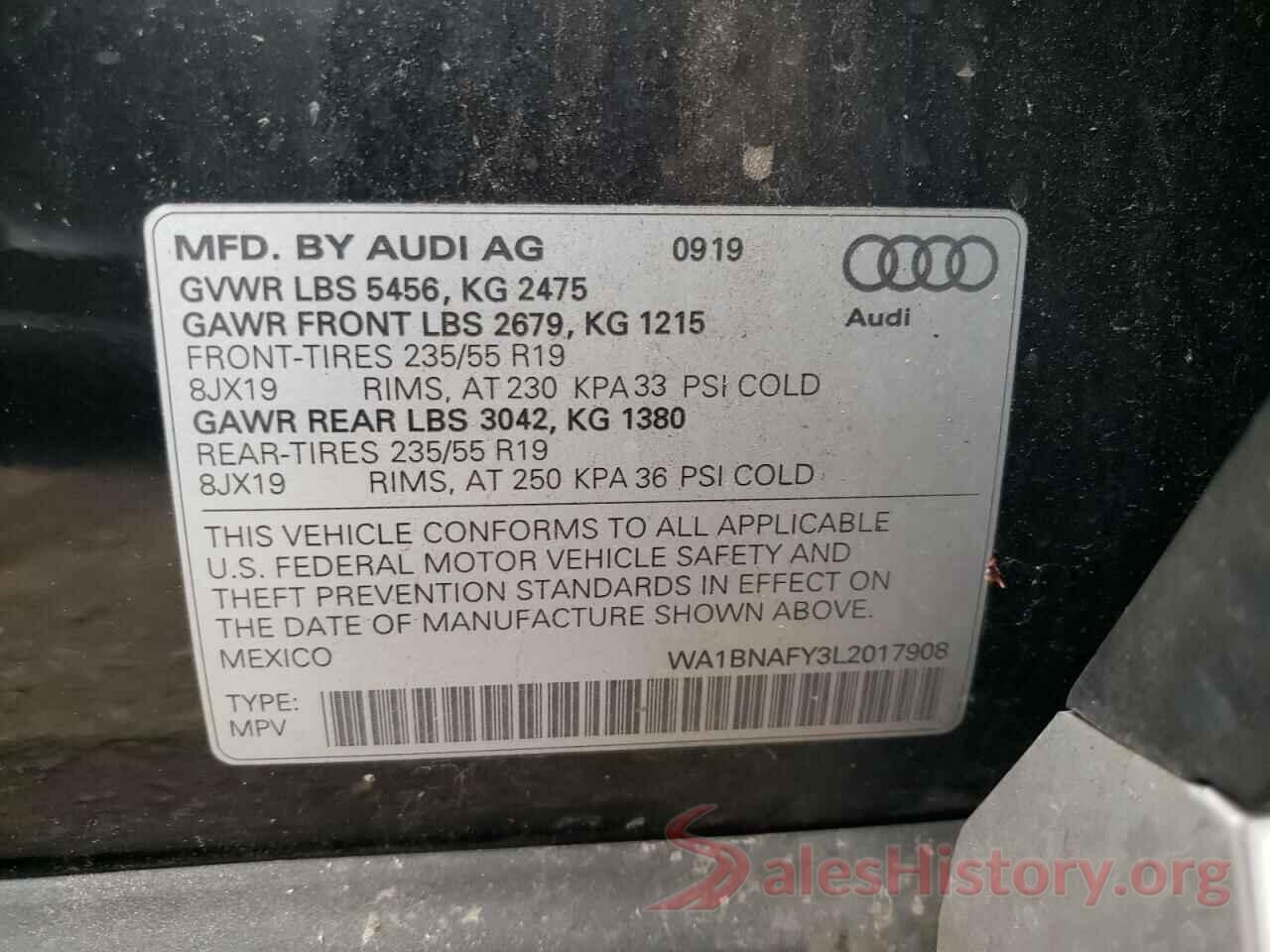 WA1BNAFY3L2017908 2020 AUDI Q5