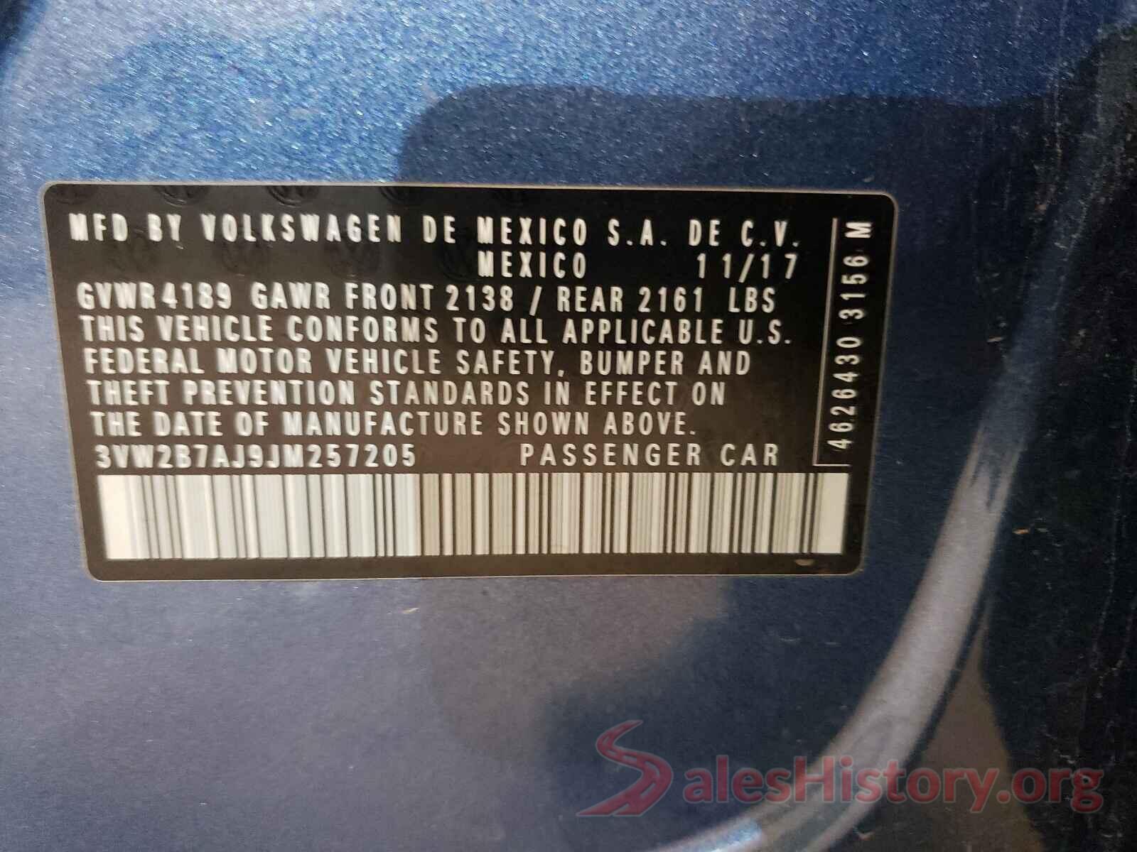 3VW2B7AJ9JM257205 2018 VOLKSWAGEN JETTA