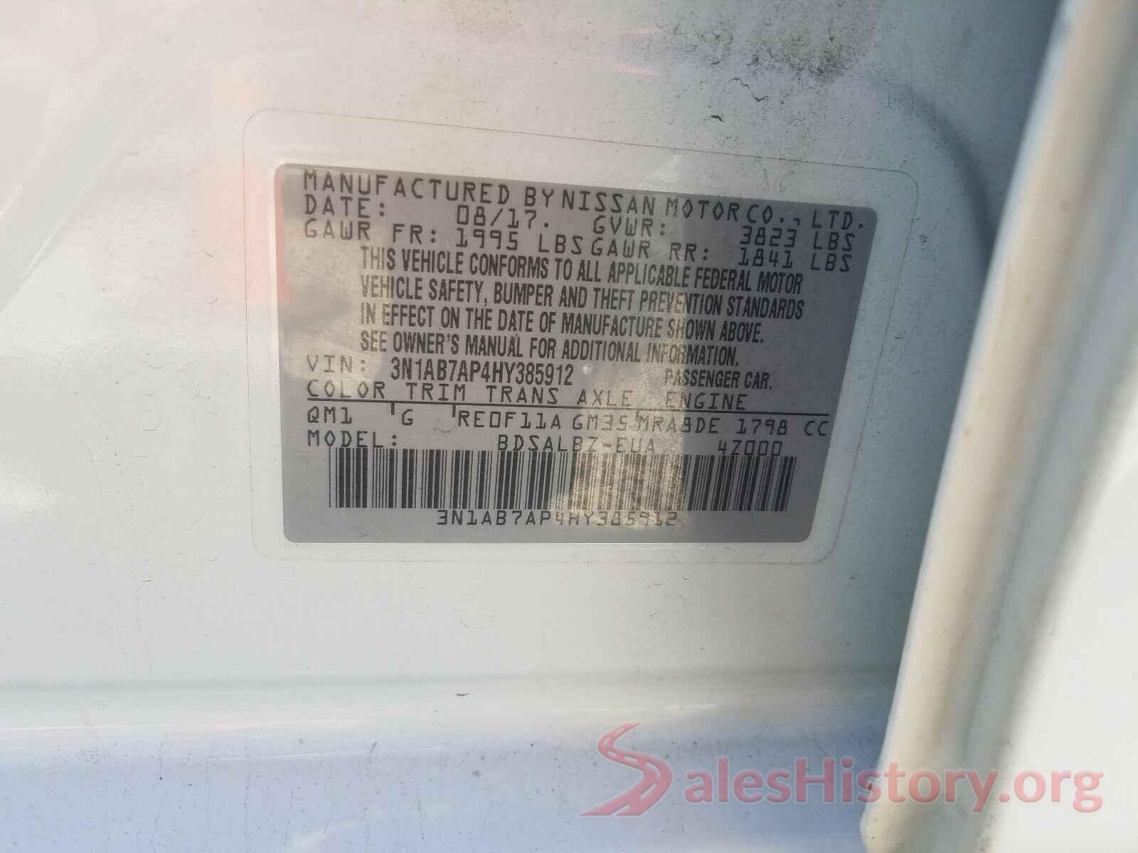 3N1AB7AP4HY385912 2017 NISSAN SENTRA