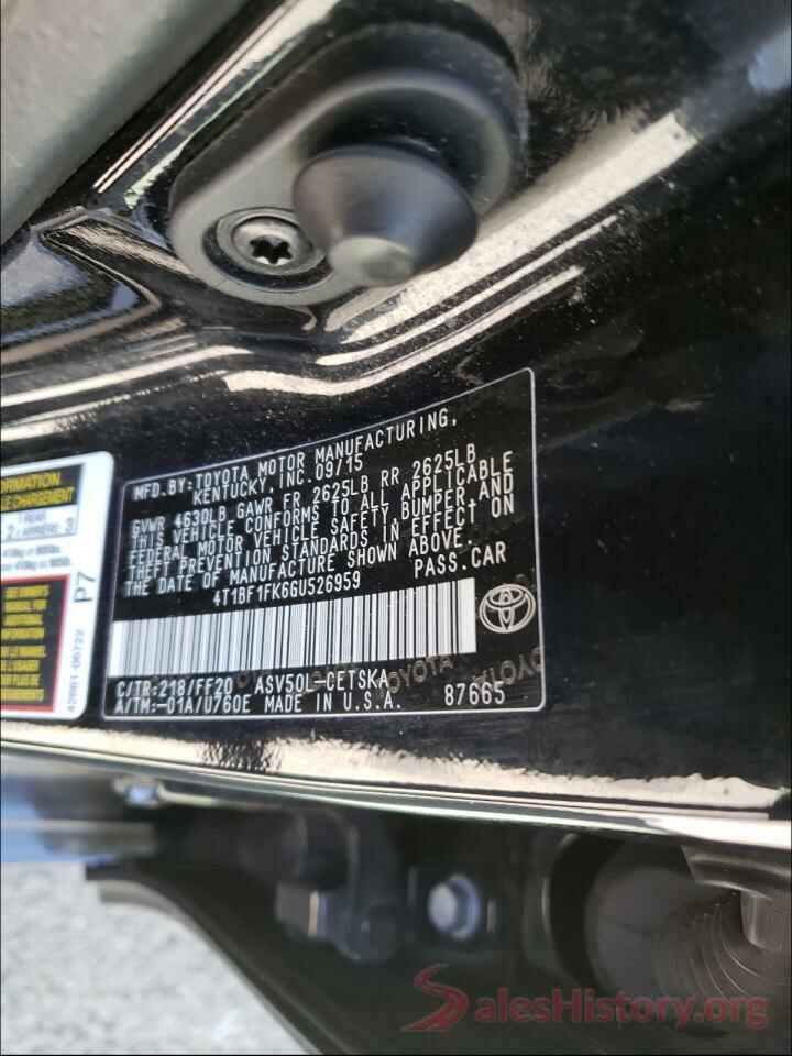 4T1BF1FK6GU526959 2016 TOYOTA CAMRY