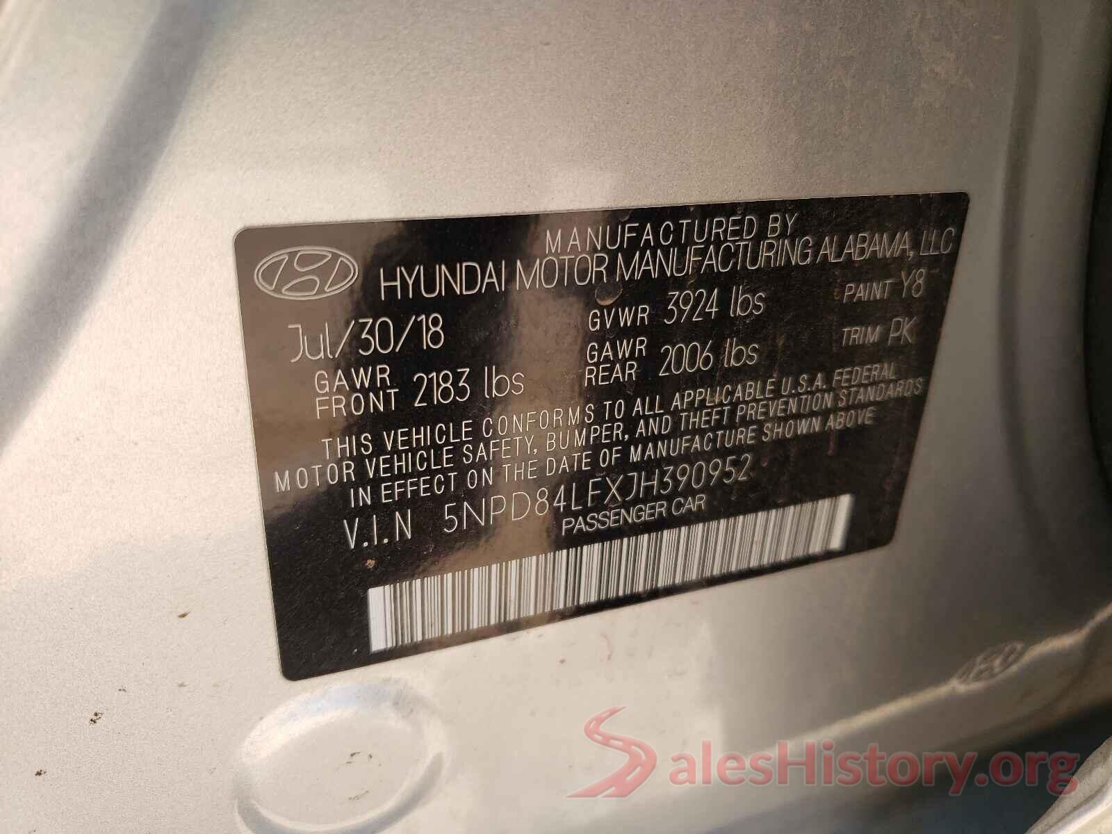 5NPD84LFXJH390952 2018 HYUNDAI ELANTRA