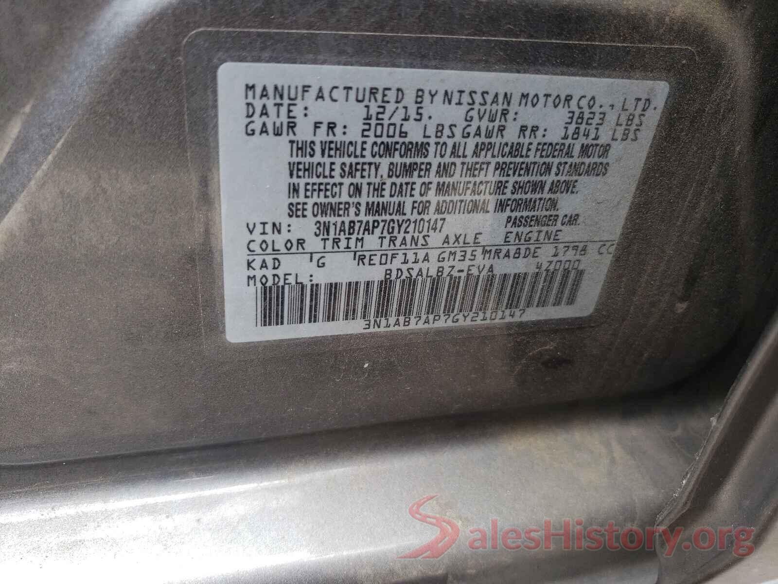 3N1AB7AP7GY210147 2016 NISSAN SENTRA