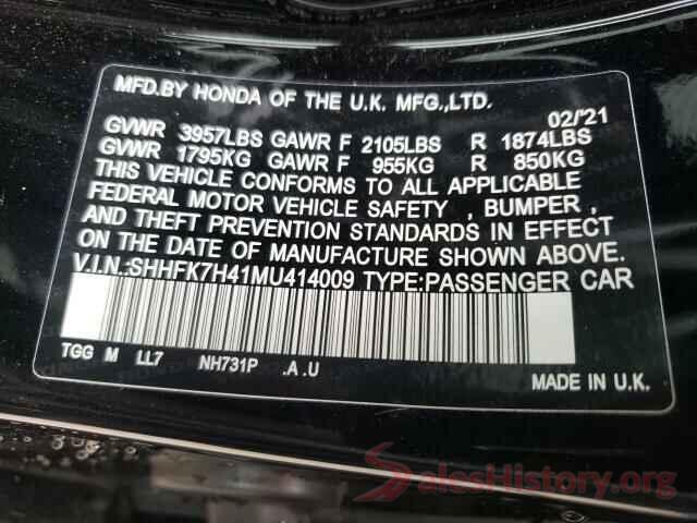 SHHFK7H41MU414009 2021 HONDA CIVIC