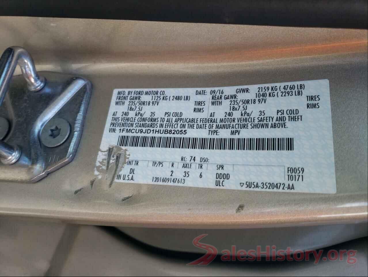 1FMCU9JD1HUB82055 2017 FORD ESCAPE