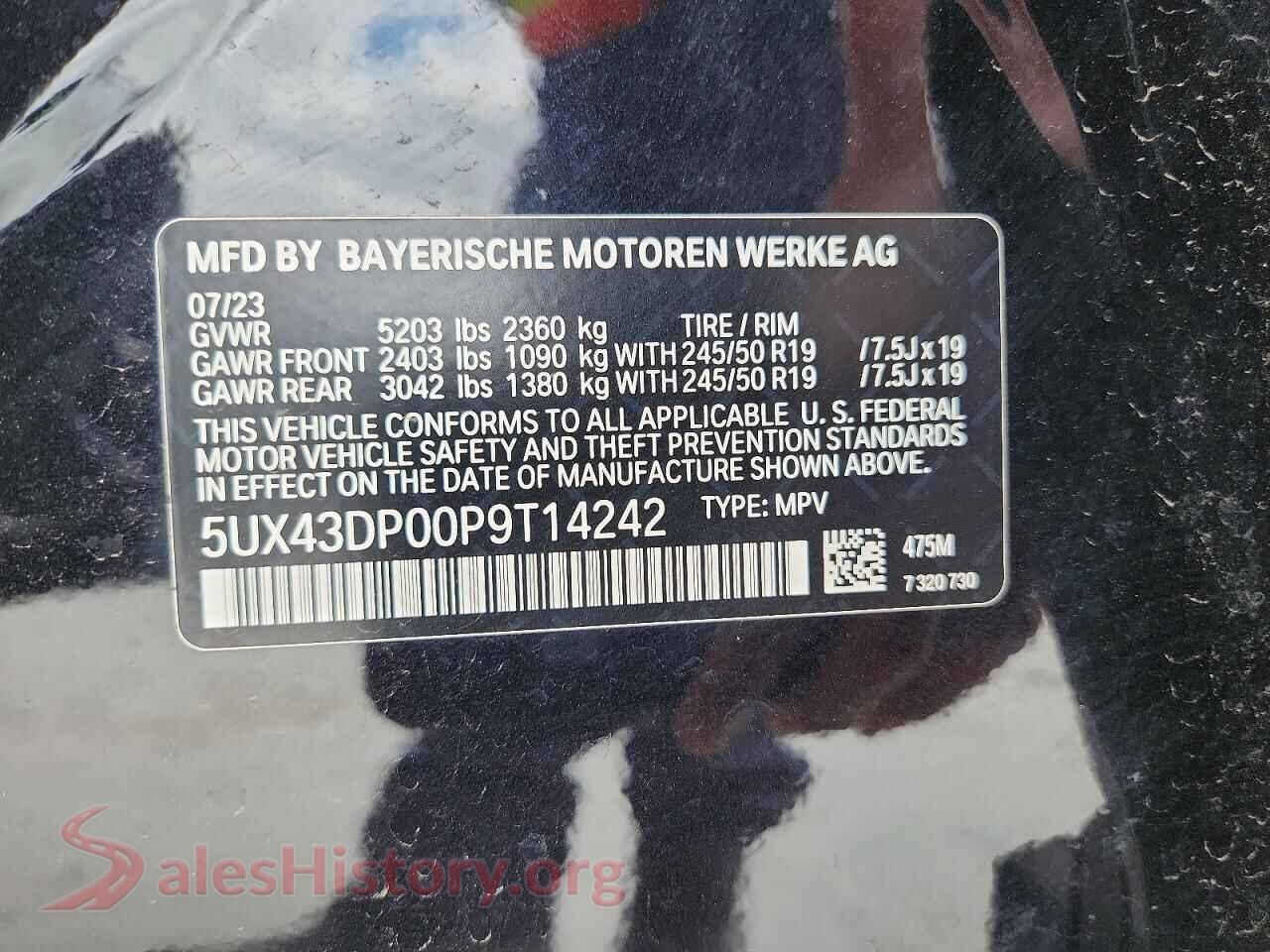 2023 BMW X3 VIN 5UX43DP00P9T14242, damage close-up