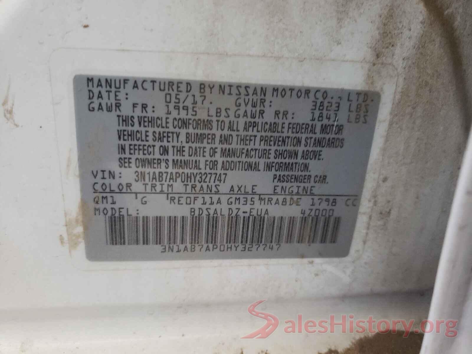 3N1AB7AP0HY327747 2017 NISSAN SENTRA